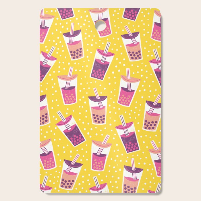 Bubble Tea Boba Pattern Cutting Board Gallery Image 1