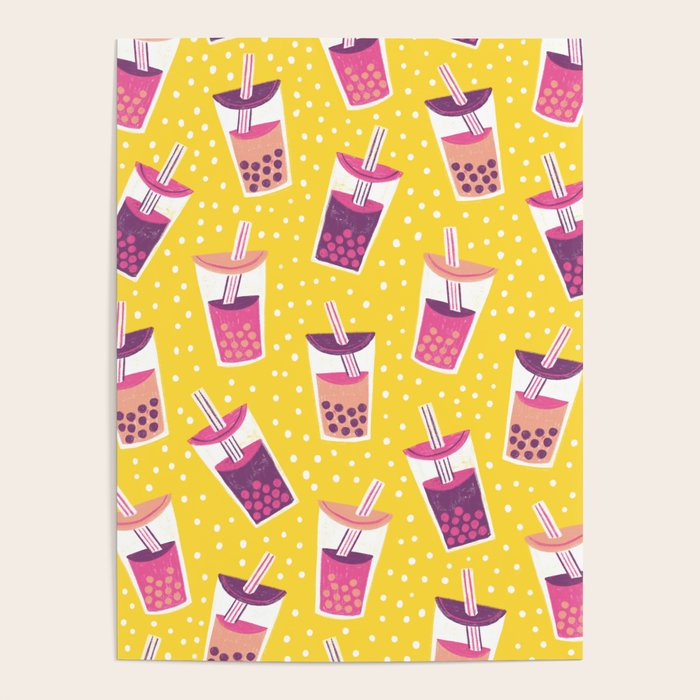 Bubble Tea Boba Pattern Poster Gallery Image 4