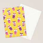 Bubble Tea Boba Pattern Stationery Card Gallery Image 2