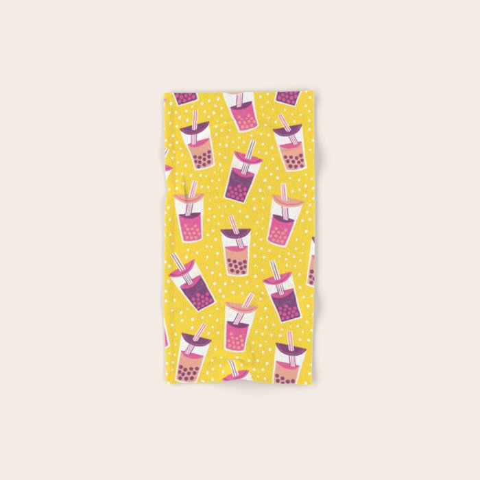 Bubble Tea Boba Pattern Bath Towel Gallery Image 1