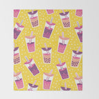 Bubble Tea Boba Pattern Throw Blanket Gallery Image 2