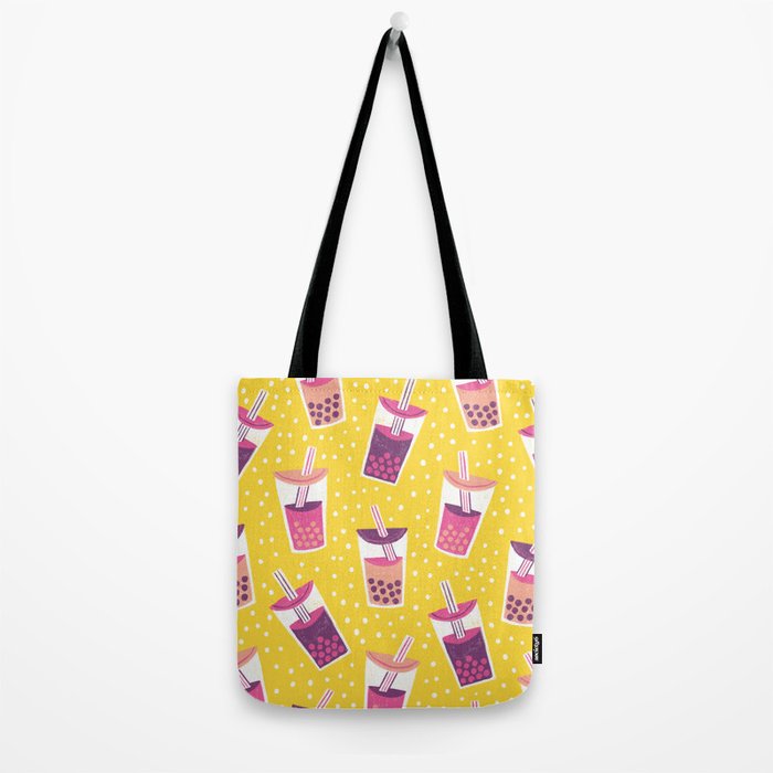 Bubble Tea Boba Pattern Tote Bag Gallery Image 2