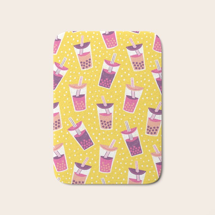 Bubble Tea Boba Pattern Bath Mat Gallery Image 1