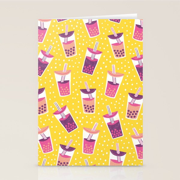 Bubble Tea Boba Pattern Stationery Card Gallery Image 1