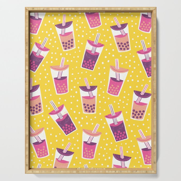 Bubble Tea Boba Pattern Serving Tray Gallery Image 1