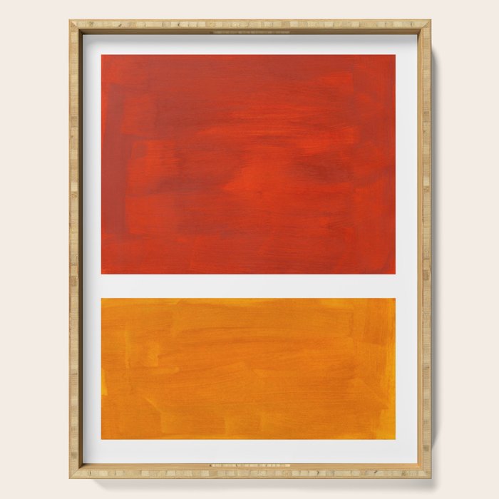 Burnt Orange Yellow Ochre Mid Century Modern Abstract Minimalist Rothko Color Field Squares Serving Tray Gallery Image 1