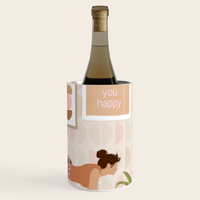 Yoga Girl Power with cat & plants Wine Chiller Gallery Image 3