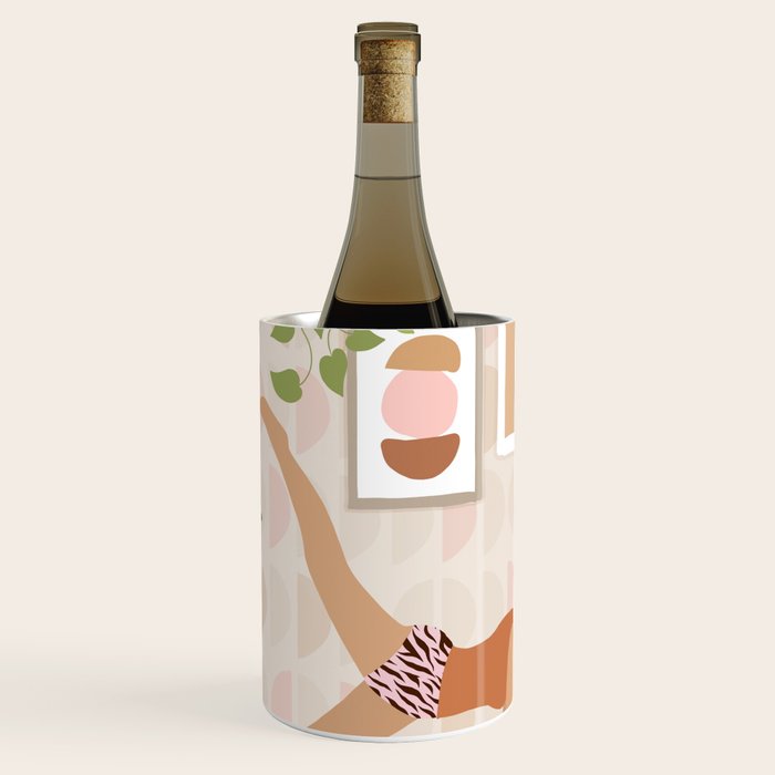 Yoga Girl Power with cat & plants Wine Chiller Gallery Image 1