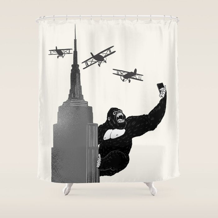 Selfie King Kong Shower Curtain Gallery Image 1