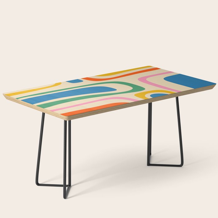Palm Springs Colorful Abstract Pattern Blue Green Orange Yellow Pink Beige Coffee Table Gallery Image 1