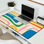 Palm Springs Colorful Abstract Pattern Blue Green Orange Yellow Pink Beige Desk Mat Gallery Image 2