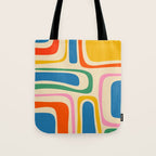 Palm Springs Colorful Abstract Pattern Blue Green Orange Yellow Pink Beige Tote Bag Gallery Image 1