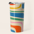 Palm Springs Colorful Abstract Pattern Blue Green Orange Yellow Pink Beige Travel Mug Gallery Image 3