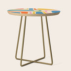 Palm Springs Colorful Abstract Pattern Blue Green Orange Yellow Pink Beige Side Table Gallery Image 1