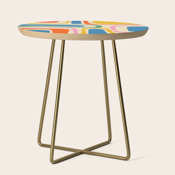Palm Springs Colorful Abstract Pattern Blue Green Orange Yellow Pink Beige Side Table Gallery Image 1