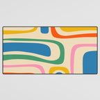 Palm Springs Colorful Abstract Pattern Blue Green Orange Yellow Pink Beige Desk Mat Gallery Image 3