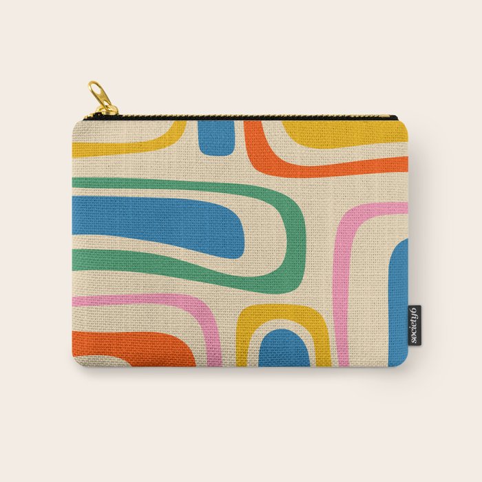 Palm Springs Colorful Abstract Pattern Blue Green Orange Yellow Pink Beige Carry All Pouch Gallery Image 1