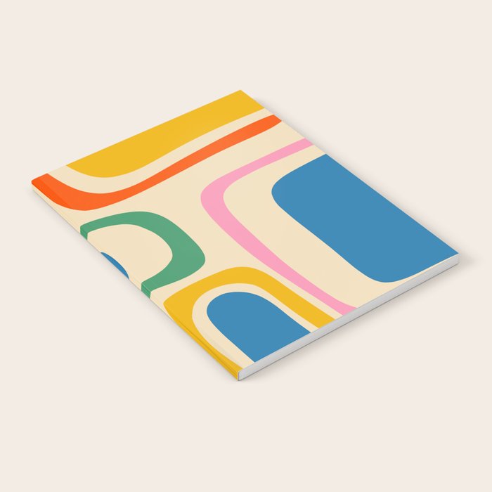 Palm Springs Colorful Abstract Pattern Blue Green Orange Yellow Pink Beige Notebook Gallery Image 1