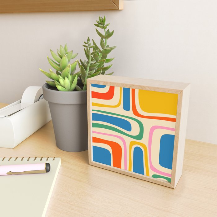 Palm Springs Colorful Abstract Pattern Blue Green Orange Yellow Pink Beige Mini Art Print Gallery Image 2