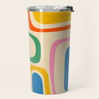 Palm Springs Colorful Abstract Pattern Blue Green Orange Yellow Pink Beige Travel Mug Gallery Image 2