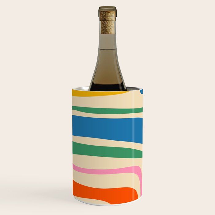 Palm Springs Colorful Abstract Pattern Blue Green Orange Yellow Pink Beige Wine Chiller Gallery Image 2