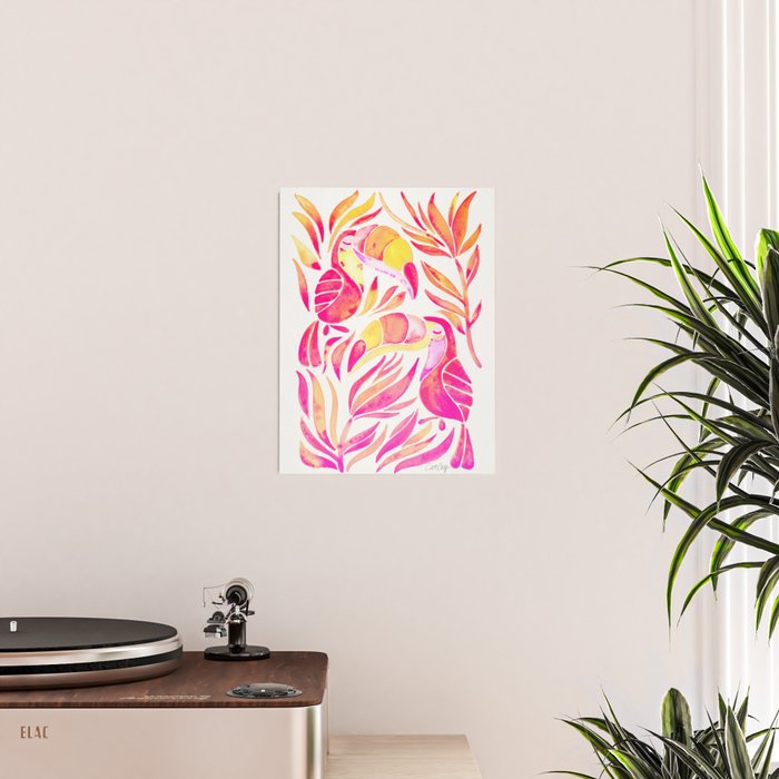 Tropical Toucans - Pink & Melon OmbrÃ© Poster Gallery Image 2