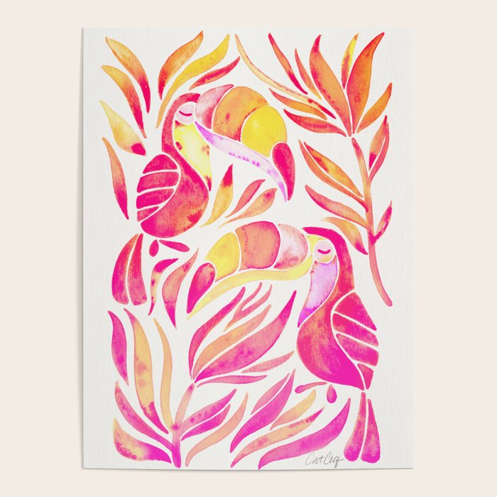 Tropical Toucans - Pink & Melon OmbrÃ© Poster Gallery Image 4