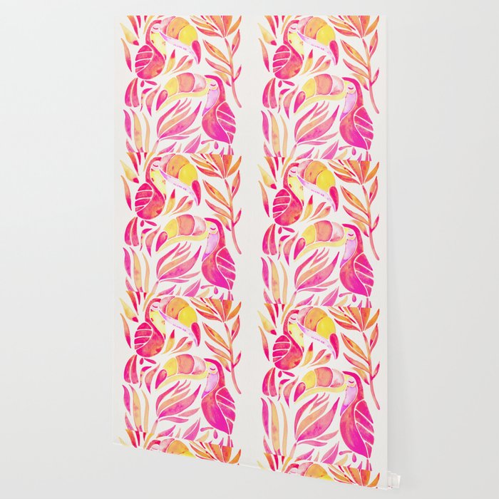 Tropical Toucans - Pink & Melon OmbrÃ© Wallpaper Gallery Image 2