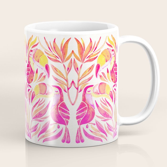 Tropical Toucans - Pink & Melon OmbrÃ© Coffee Mug Gallery Image 1