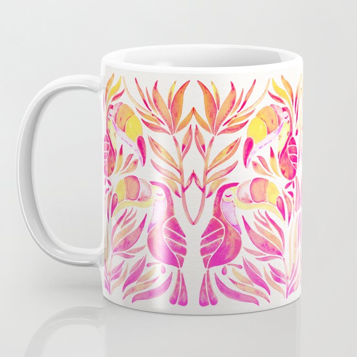 Tropical Toucans - Pink & Melon OmbrÃ© Coffee Mug Gallery Image 3
