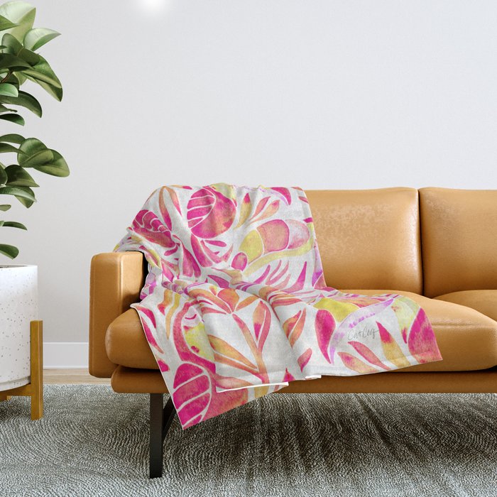 Tropical Toucans - Pink & Melon OmbrÃ© Throw Blanket Gallery Image 1