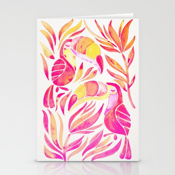Tropical Toucans - Pink & Melon OmbrÃ© Stationery Card Gallery Image 1