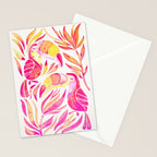 Tropical Toucans - Pink & Melon OmbrÃ© Stationery Card Gallery Image 2