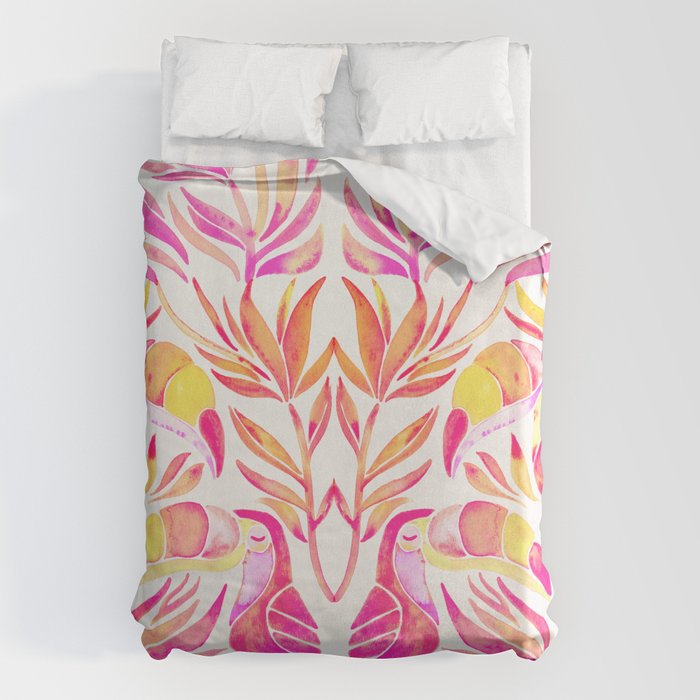 Tropical Toucans - Pink & Melon OmbrÃ© Duvet Cover Gallery Image 6