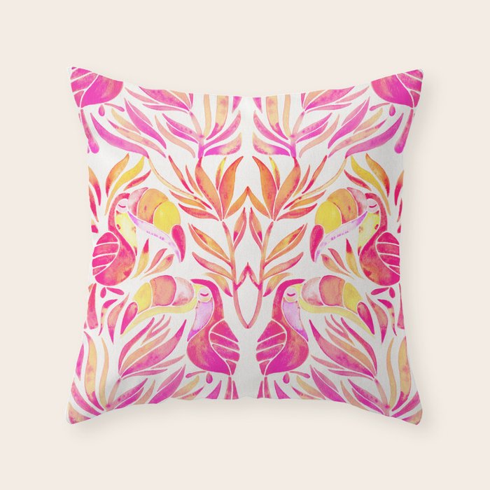 Tropical Toucans - Pink & Melon OmbrÃ© Throw Pillow Gallery Image 6