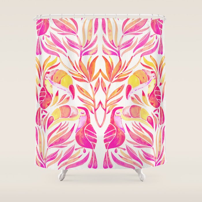 Tropical Toucans - Pink & Melon OmbrÃ© Shower Curtain Gallery Image 1