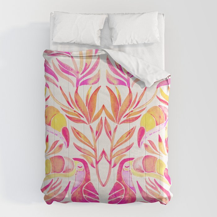 Tropical Toucans - Pink & Melon OmbrÃ© Comforter Gallery Image 6