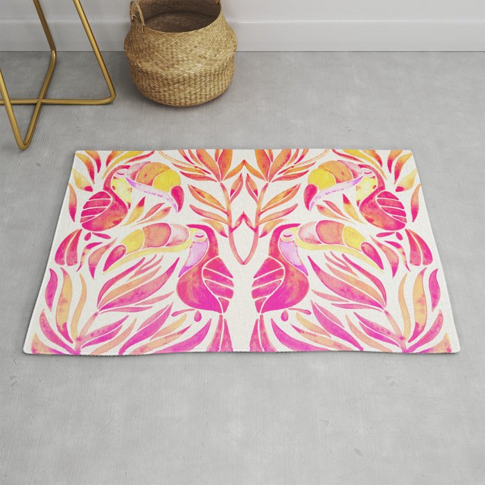 Tropical Toucans - Pink & Melon OmbrÃ© Rug Gallery Image 1