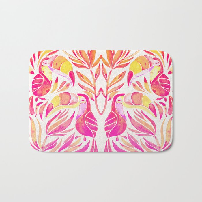 Tropical Toucans - Pink & Melon OmbrÃ© Bath Mat Gallery Image 1