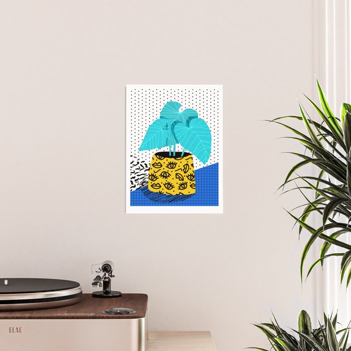 Totes magoats - memphis throwback retro house plant squiggle dot polka dot neon 1980s 80s style art Poster Gallery Image 2