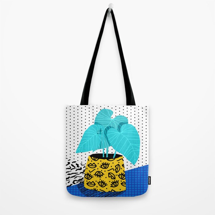 Totes magoats - memphis throwback retro house plant squiggle dot polka dot neon 1980s 80s style art Tote Bag Gallery Image 2