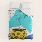 Totes magoats - memphis throwback retro house plant squiggle dot polka dot neon 1980s 80s style art Comforter Gallery Image 6