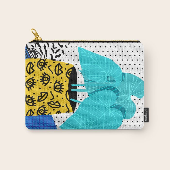 Totes magoats - memphis throwback retro house plant squiggle dot polka dot neon 1980s 80s style art Carry All Pouch Gallery Image 1