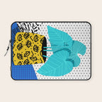 Totes magoats - memphis throwback retro house plant squiggle dot polka dot neon 1980s 80s style art Laptop Sleeve Gallery Image 1