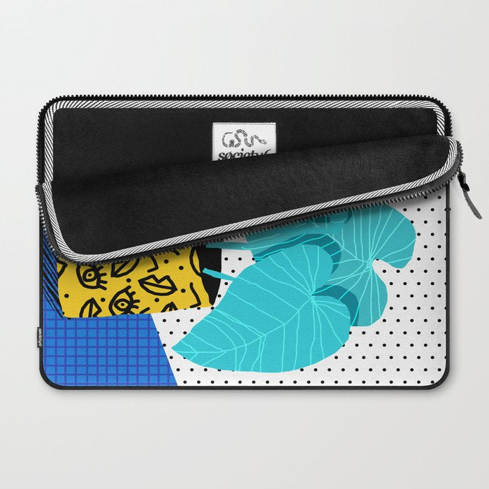 Totes magoats - memphis throwback retro house plant squiggle dot polka dot neon 1980s 80s style art Laptop Sleeve Gallery Image 2
