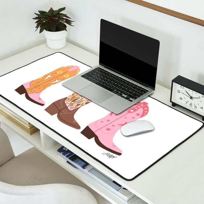 Pink Cowboy Boots  Desk Mat Gallery Image 2