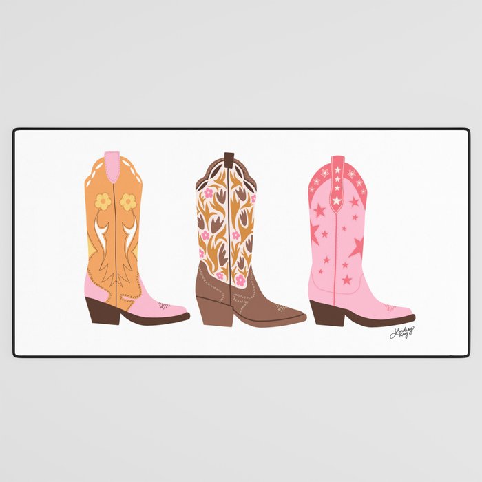 Pink Cowboy Boots  Desk Mat Gallery Image 3