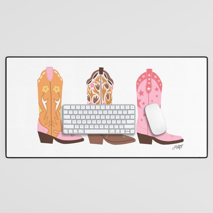 Pink Cowboy Boots  Desk Mat Gallery Image 1