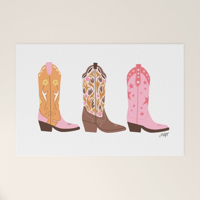 Pink Cowboy Boots  Welcome Mat Gallery Image 1