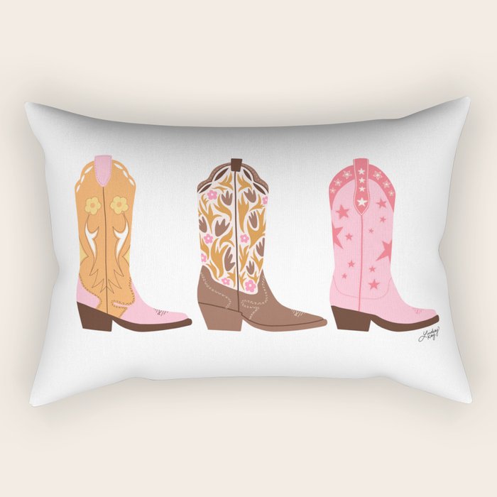 Pink Cowboy Boots  Rectangular Pillow Gallery Image 1